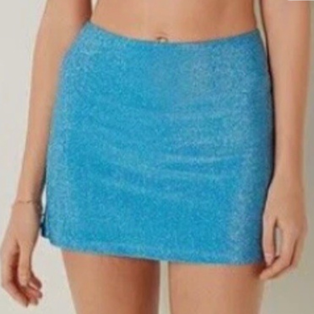 PINK Victoria's Secret Sparkle Blue Mini Pencil Skirt